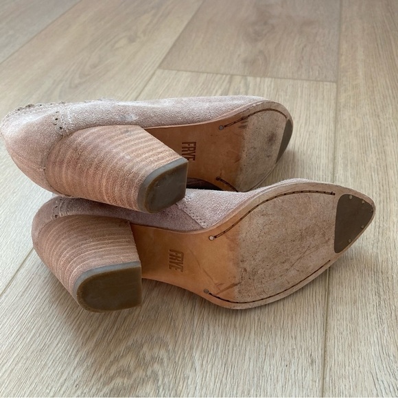 FRYE Reed Scallop boot bootie shootie pale blush pink suede western cowgirl - Picture 7 of 7